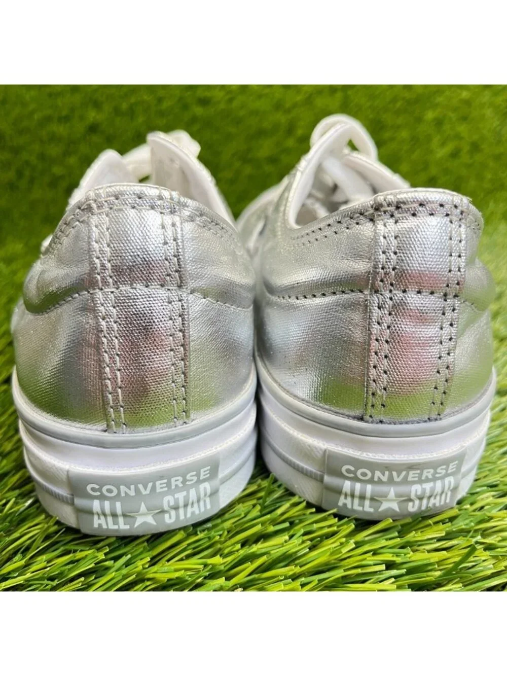 Converse Star Player 76 OX Womens Size 7 Silver Athletic Skate Shoes Sneakers